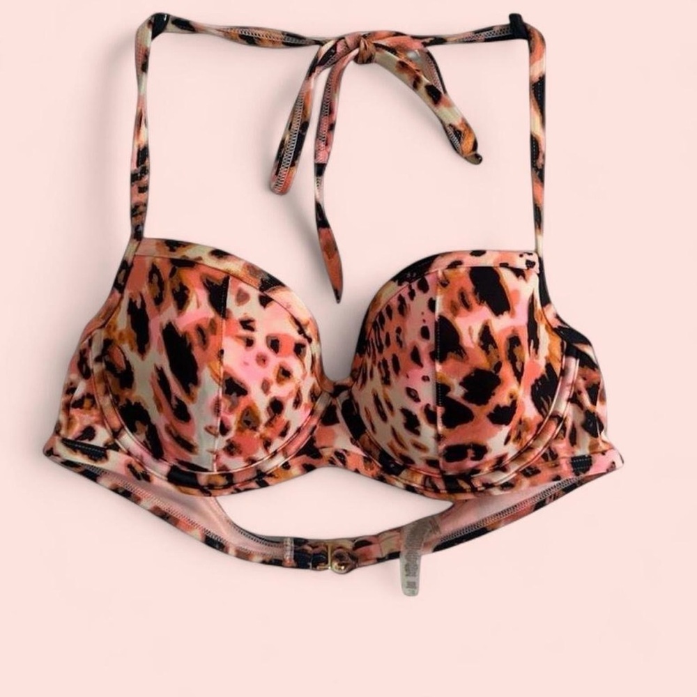 Women’s Victoria’s Secret Pink & Brown Cheetah Bikini Top Y2K 32C